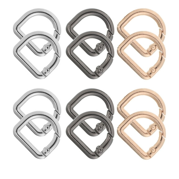 HAMPPLIES D Rings for Sewing 12Pcs Metal Semicircle for Bag and Purse Accessories Heavy Duty