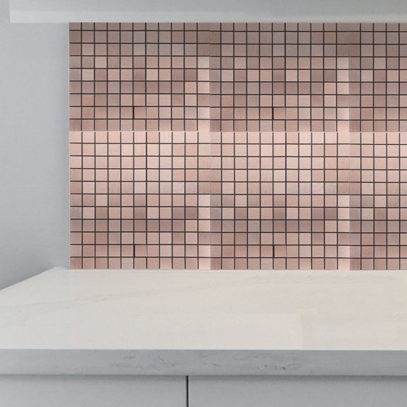 HAMPPLIES Decorative Tile Stickers Mosaic Tile Stickers Rose Gold Plastic Panel For Homeowners 1Pack
