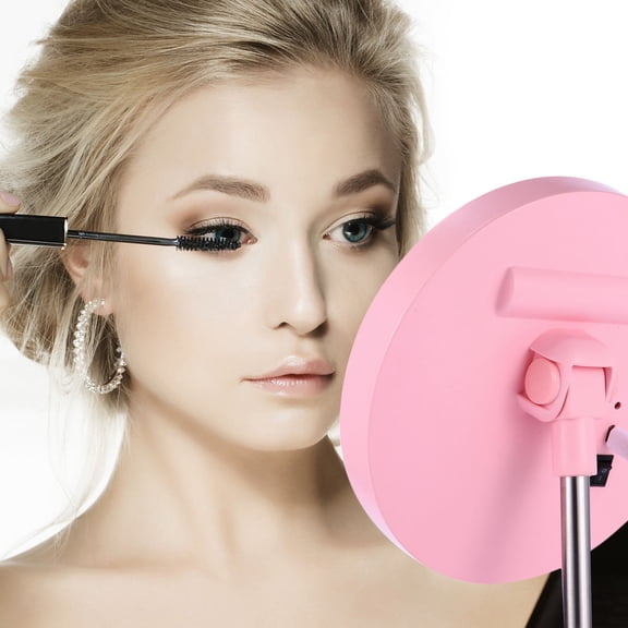 HAMPPLIES Pink LED Smart Makeup Mirror with USB Charging and 360 Degree Adjustment for Home Use