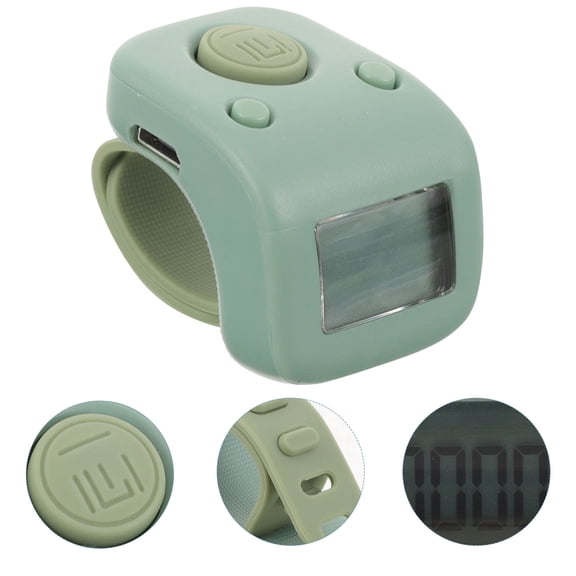 HAMPPLIES Digital Finger Rechargeable Counter Dark Green Silicone Lock Screen Hand Counter 1Set