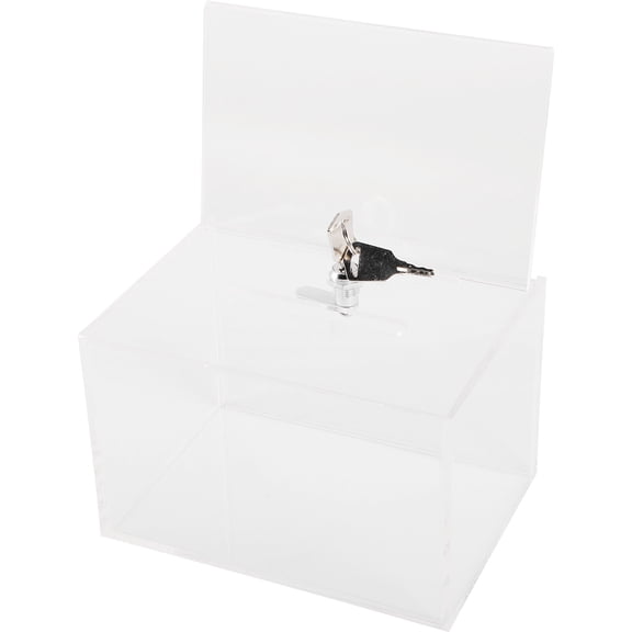 HAMPPLIES Transparent Donation Box with Lock for Fundraising Office School Use Secure Storage