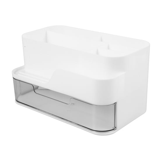 HAMPPLIES White Small Storage Box for Desk with Drawers Desktop Organizer for Cosmetics