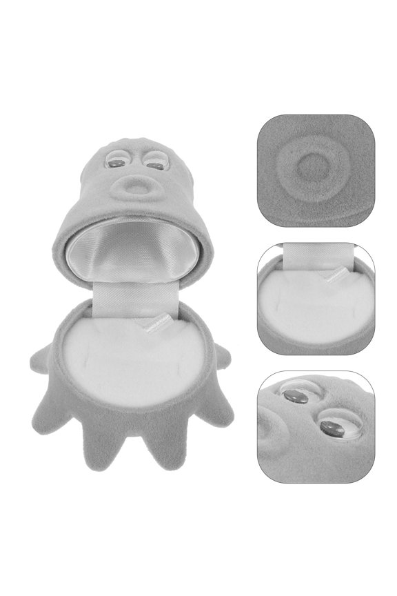 Durable Grey Ring Case with Octopus Design for Organizing and Storing Rings