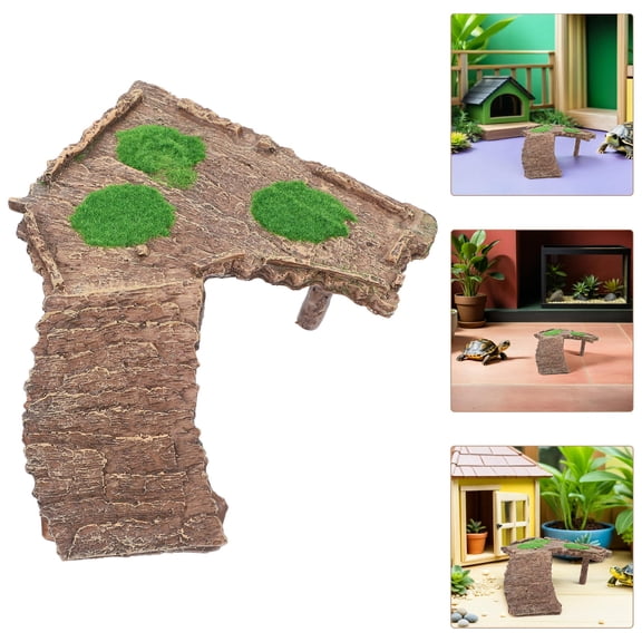 HAMPPLIES Durable Light Brown Resin Basking Platform for Turtles Turtle Tank Accessory and Reptile Habitat