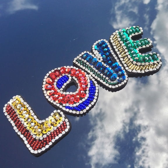 HAMPPLIES Durable Love Letter Bead Sequins Patches for Clothing and Hats