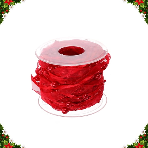 HAMPPLIES Durable Red Beaded Ribbon for Wedding and Christmas Party Decor