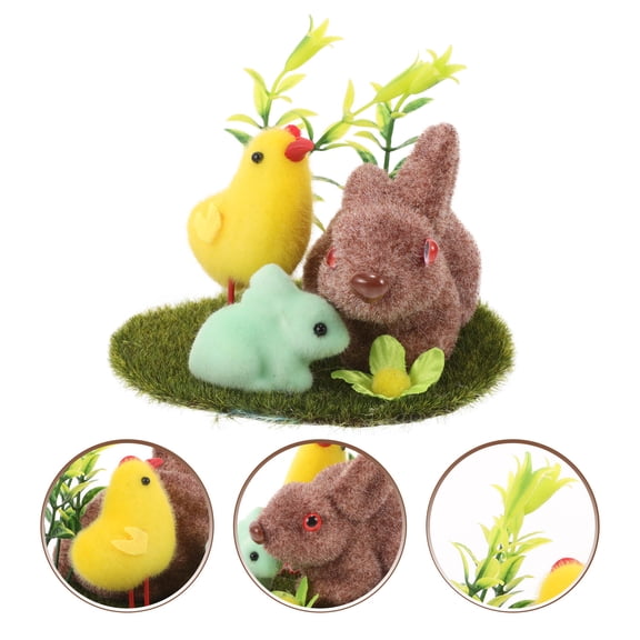 HAMPPLIES Animal Statues Moss Bunny Figurine Multi Flocking 1Pack Easter Celebration