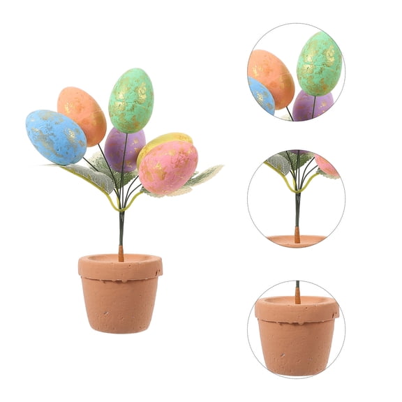 HAMPPLIES Easter Egg Bonsai Ornament 2Pcs for Garden Decor with Foams Material