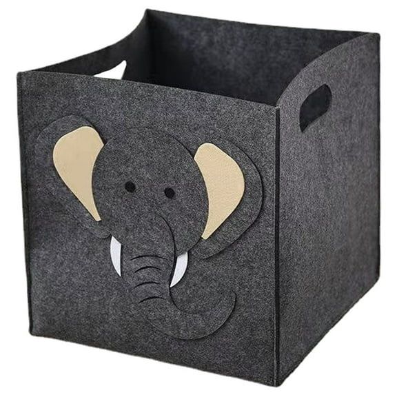 HAMPPLIES Felt Craft Organizer Storage Box Dark Grey 1Set Multi-Use