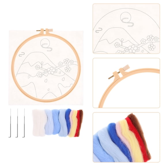 HAMPPLIES Felting Kits Assorted Color Wool Felt 20X20cm Round Frame 1 Set