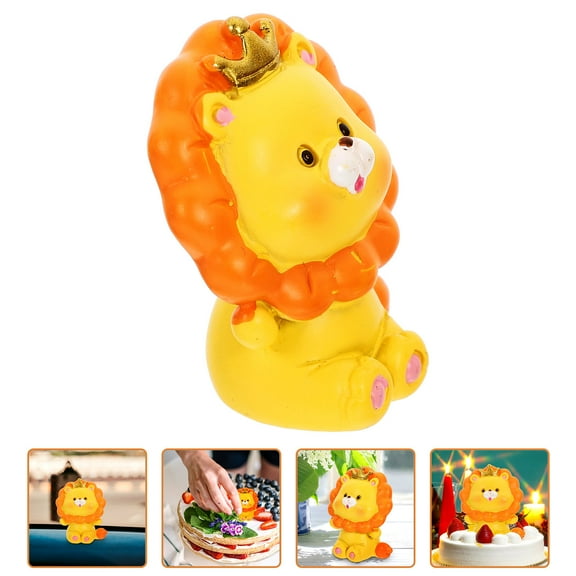 HAMPPLIES Figurine Mini Resin Animal Orange Resin Lion Shape For Jungle Animal Theme 1Set
