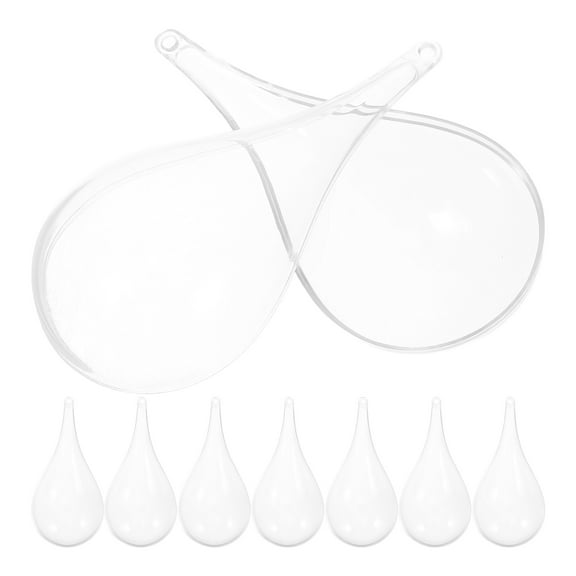 HAMPPLIES Fillable Christmas Ornaments Balls 8Pcs Drop Shape Clear Plastic For Diy Decoration And Parties