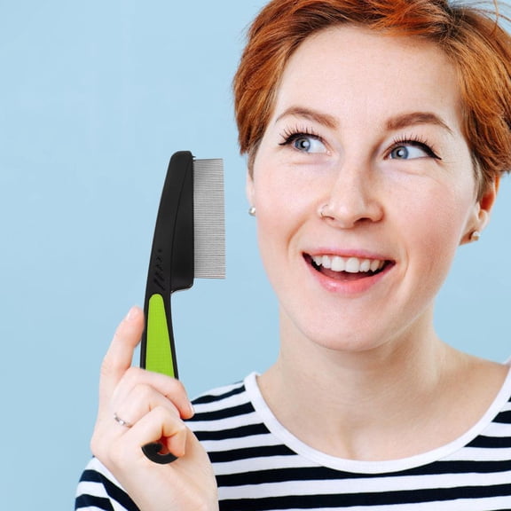 HAMPPLIES Lightweight Fine Tooth Dandruff Comb with Stainless Steel Teeth, Portable Plastic Hair Comb in Green for Scalp Care
