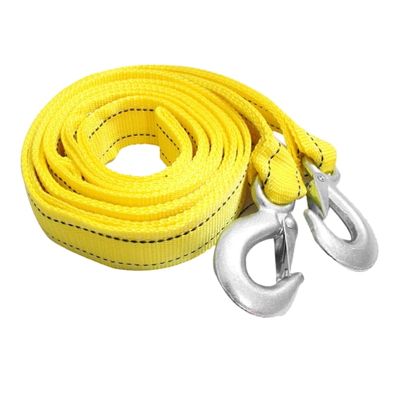 HAMPPLIES Heavy Duty Car Tow Strap with Metal Hooks and Strong Nylon Rope for Emergency Towing and Vehicle Recovery