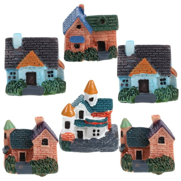 HAMPPLIES Garden House Decor 3.5X3.5X2.2Inch Durable Non-Fading Miniature Houses For Crafts 6Pcs