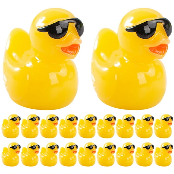 HAMPPLIES Garden Ornaments Outdoor Yellow Resin Craft Duck Figurine 20Pcs Mini Animals