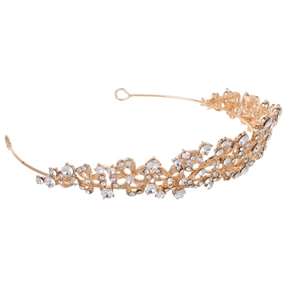 HAMPPLIES Elegant Golden Crystal for Women, Rhinestone Bridal Wedding Headpiece, Formal Event Hair Accessory, 1 Count