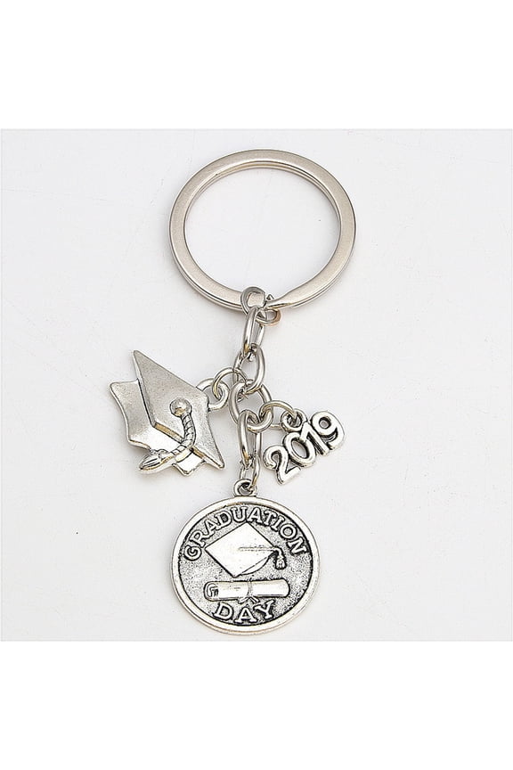 Graduation Commemorative Keychain in Zinc Alloy with Simple Design Style 8.7x1.2x0.1in 1Pack