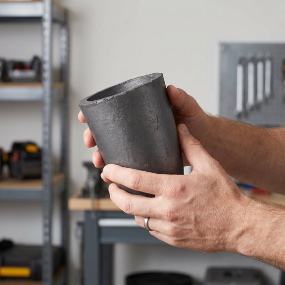 HAMPPLIES Graphite Refining Crucible with Smooth Interior for Accurate and Precise Metal Casting