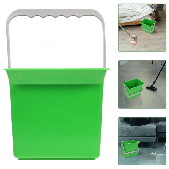HAMPPLIES Green Plastic Car Trash Storage Bucket with Handle and Graduated Scale