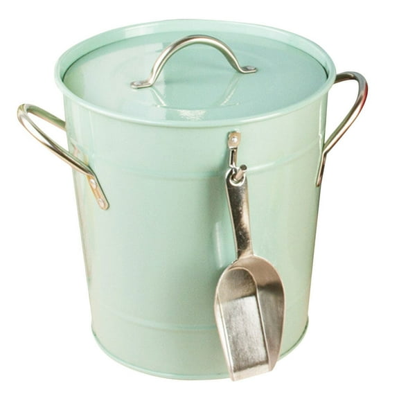 HAMPPLIES Green Iron Ice Bucket 1Set for Freezer Use and Long-Term Storage