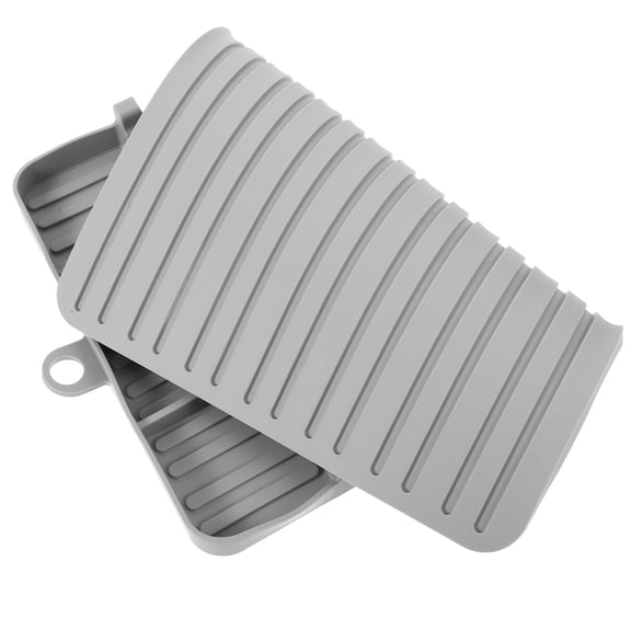 HAMPPLIES Grey Silicone Bbq Tool Rest Mat Heat Resistant Non Slip Griddle Accessories