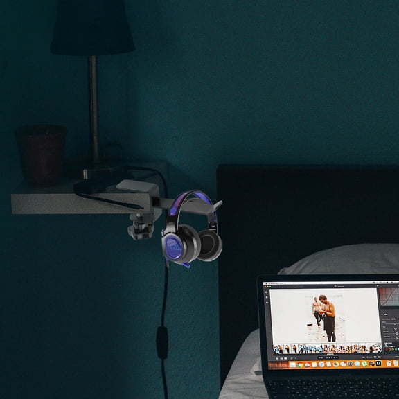 HAMPPLIES Headset Shelf Rack Black Aluminum Space-Saving for Headphones
