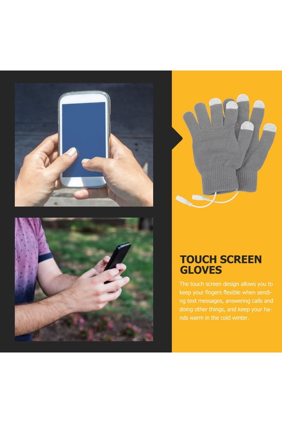 Heated Hand Mitts with Touchscreen Gloves, Grey Cotton, Warm Winter Gloves Set for Outdoor Use