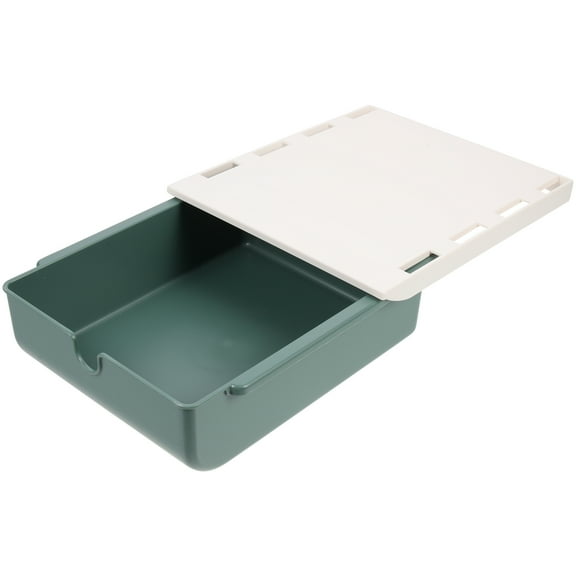 HAMPPLIES Under Table Hidden Drawer Organizer Green Adhesive Storage Box for Office Desk