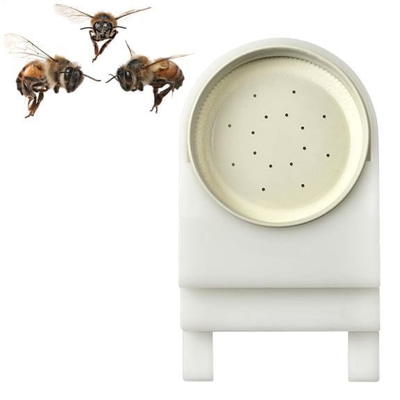 HAMPPLIES Bee Hive Entrance Feeder for Easy Monitoring, White Plastic Metal Lid