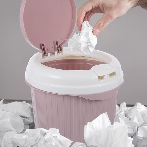 HAMPPLIES Home Trash Can Plastic Holder with Lid and Handles Portable for Office Use