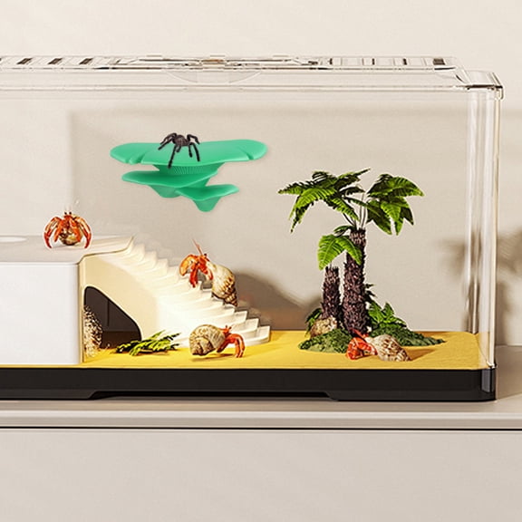 HAMPPLIES Jumping Spider Habitat Decor Green Mushroom Shelf Enhancing Exploration and Climbing
