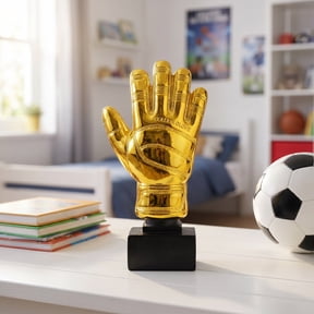 HAMPPLIES Small Golden Resin Trophy for Soccer Awards and Recognition - 1 Set for