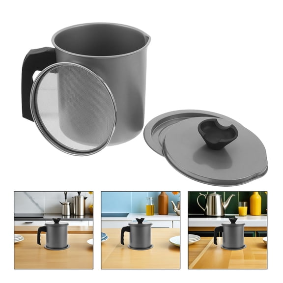 HAMPPLIES Oil Filter Bottle with Built-in Strainer for Efficient Frying Oil Storage and Grease Separation