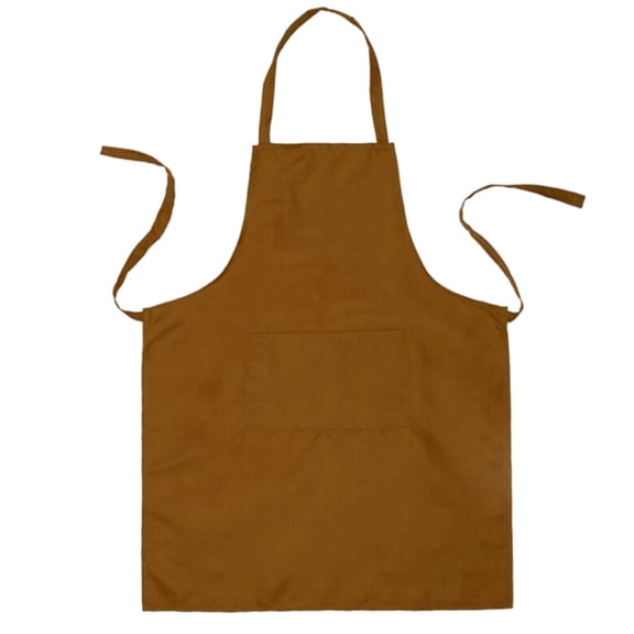HAMPPLIES Light Brown Bib Apron with Neck and Convenient Storage Pocket for Restaurant and Kitchen Use