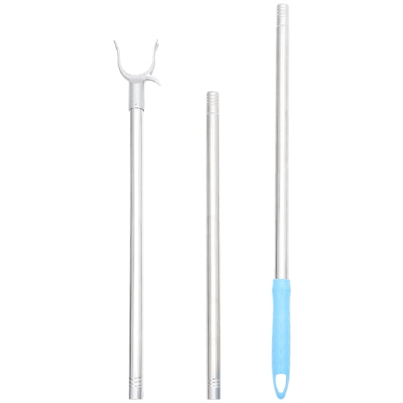 HAMPPLIES Reach Clothes Pole with Plated Aluminum Rod for Indoor Hanging and Drying Clothes