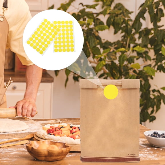 HAMPPLIES Matte Finish Yellow Round Sticker Dots for Labeling Decorating and Sealing Envelopes