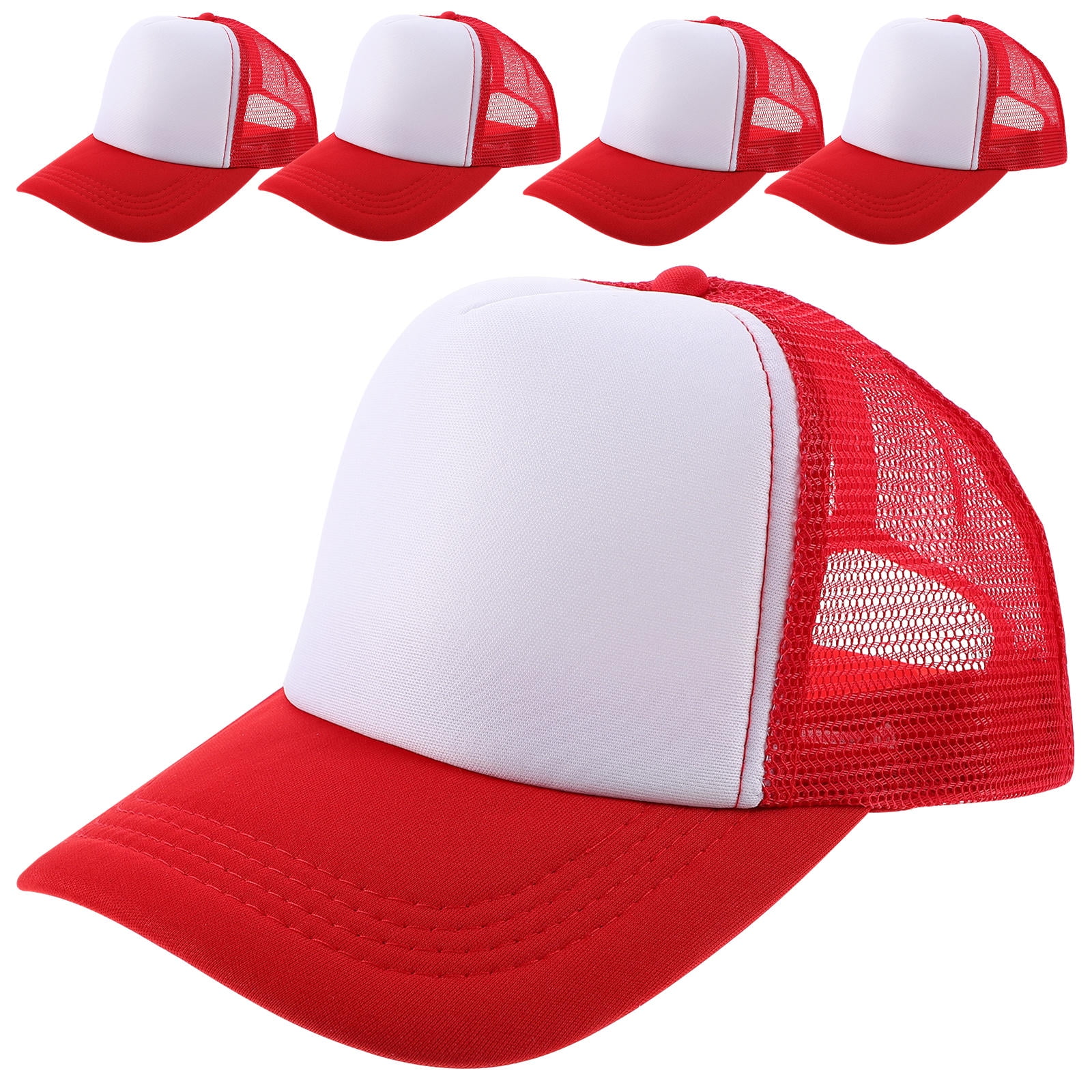 HAMPPLIES Men Baseball Cap Red Polyester for Tennis 5Pcs