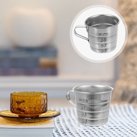HAMPPLIES Stainless Steel 1 oz Measuring Cup - , Easy to Clean, Kitchen Baking and Cooking Tool, Single Piece