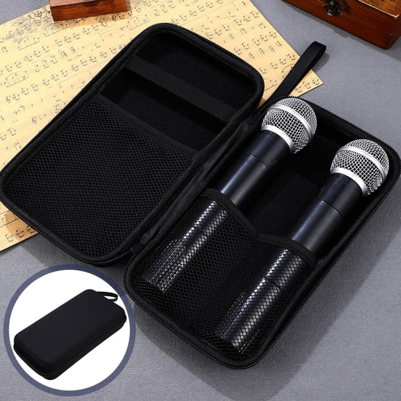 HAMPPLIES Microphone Storage Case Portable Hard Protective Bag with Zipper and Handle for Wireless Mics