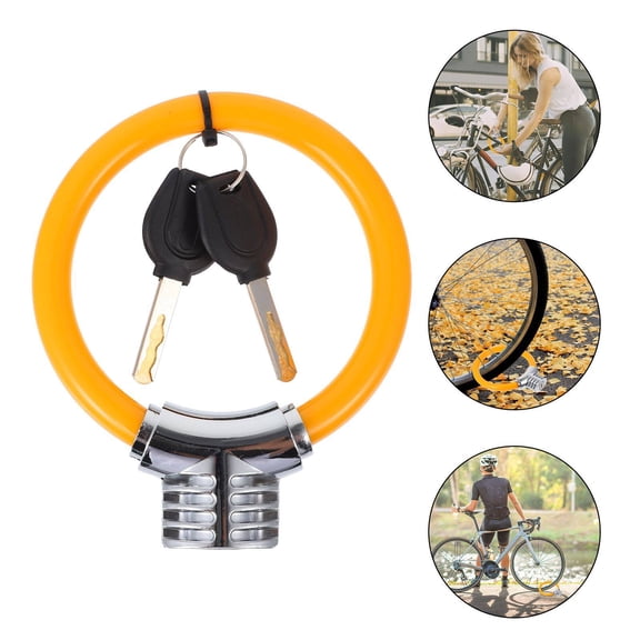 HAMPPLIES Portable Orange Alloy Ring Lock for Bike Security with Strong Steel Cable Anti-Theft