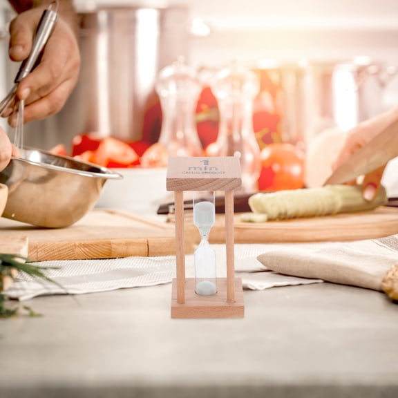 HAMPPLIES Modern Design Hourglass Sand Timer 1Pack White Wood Glass for Time Counting Home Decor Kids present 3.5x1.8x1.8in