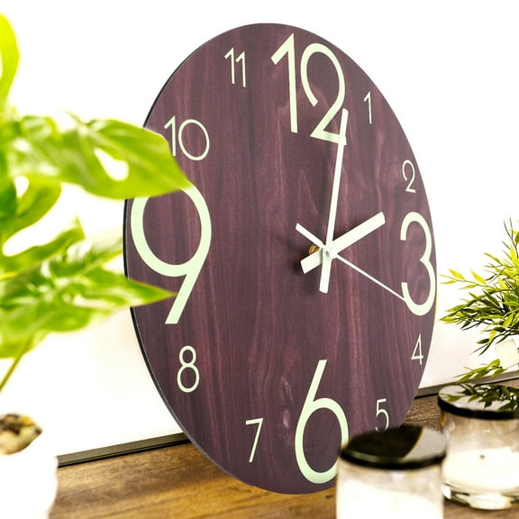 HAMPPLIES Modern Wall Clock 1 Set with Night Light and Silent Operation 30x30cm