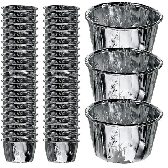 HAMPPLIES Muffin Baking Cups Household Baking Cups Grease-Resistant Cupcake Liner Silver Food-Grade Paper