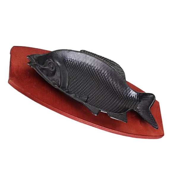 HAMPPLIES Iron Fish Plate Multi Color Wooden Base Serving Platter for Storage Use