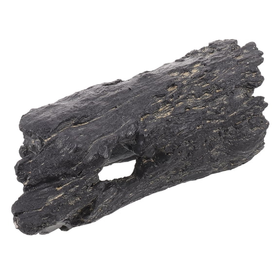 HAMPPLIES Natural Habitat Simulation Black Resin Hollow Log Hideout for Reptile Terrarium Decor