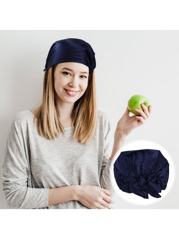 Night Sleep Cap Silk Navy 1Pack Round Hair Cover for Women