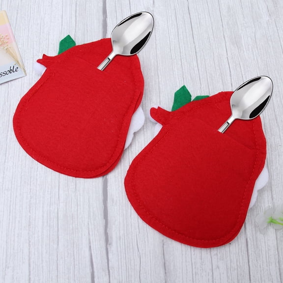 HAMPPLIES Nonwoven Cloth Knives Forks Pouch 6Pcs in Red for Holiday Utensil Holder and Tableware