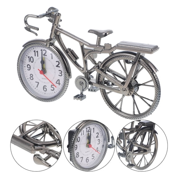 HAMPPLIES Old Fashioned Clocks Bicycle Alarm Clock Silver 1 PCS for Coffee Shop