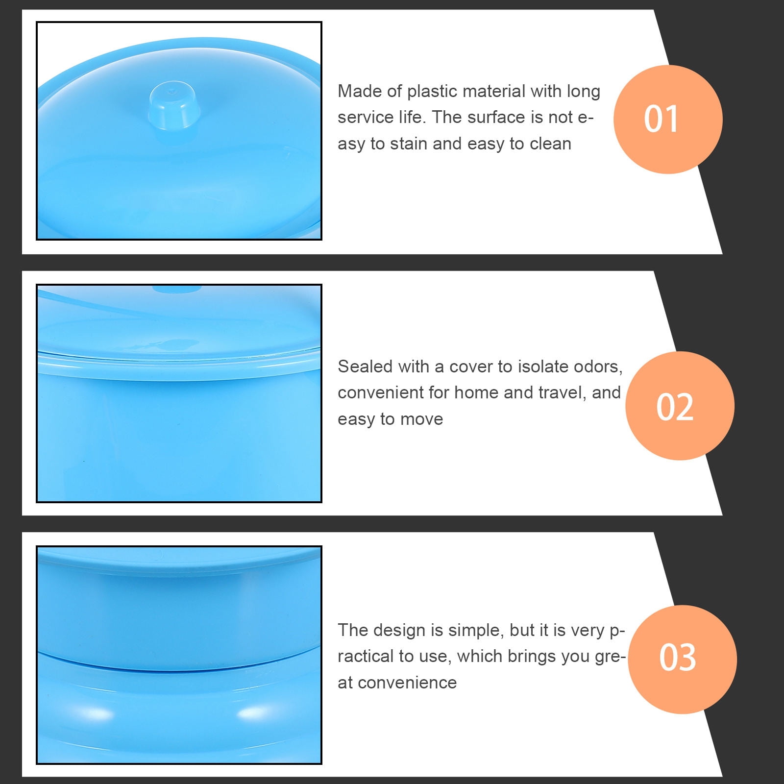 HAMPPLIES PP Chamber Pot Blue Odor Isolation for Adults Home Use 1Set ...